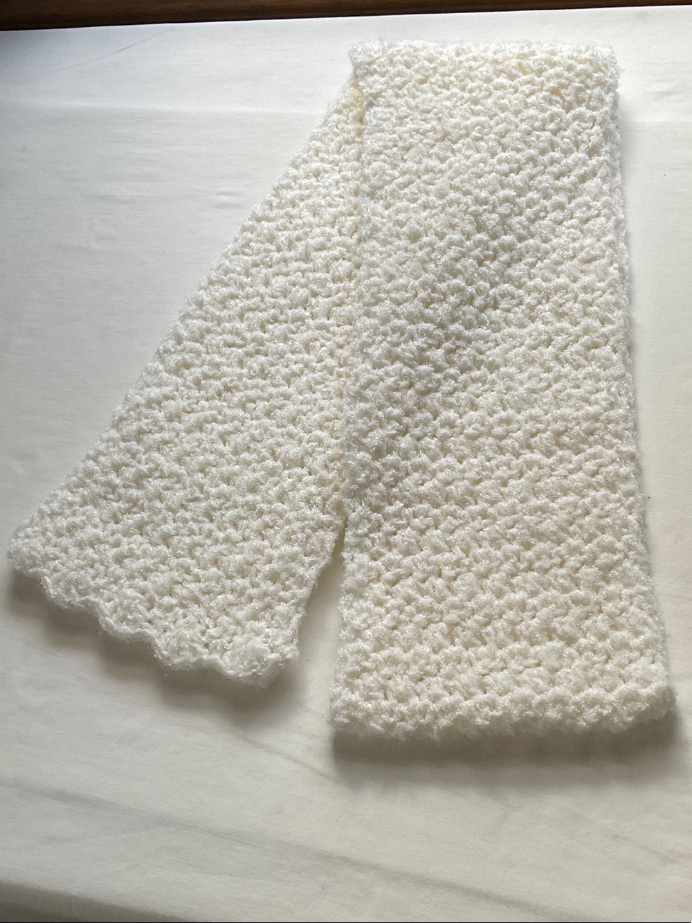 Handmade Textured White Crochet Scarf